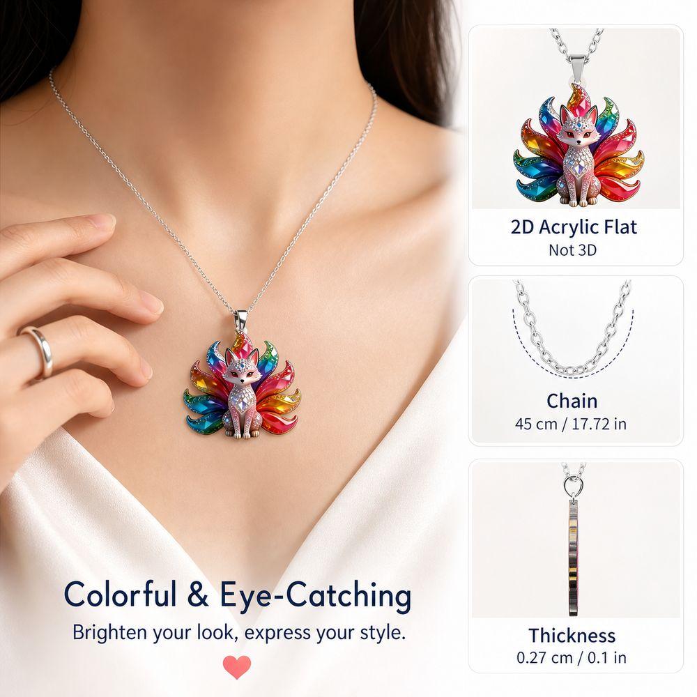 Colourful Shining Fox Pendant Necklace Chinese Style Women Jewelry Women Daily Wear
