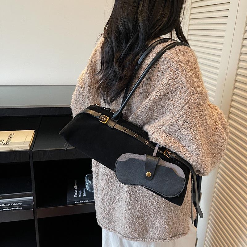 Винтажная французская нишевая сумка-багет, универсальная сумка на одно плечо для осени и зимы, женская сумка подмышку