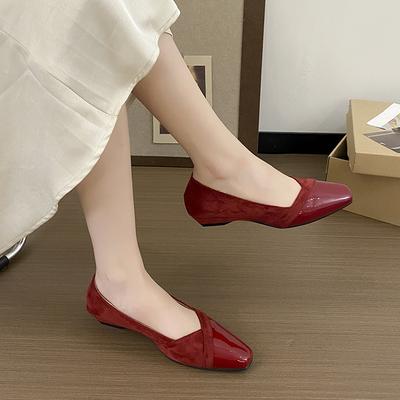 Французская цветовая гамма, туфли с квадратным носком из мягкой кожи на низком каблуке для женской весны и осени 2025 года, новинка, Xiaoxiangfeng, на толстом каблуке, универсальные, легкие-му