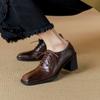 Women Genuine Leather Oxford Shoes Round Toe Black Brown Lady Lace Up Brogues Loafers Casual Shoes for Women Leather Shoes 2024