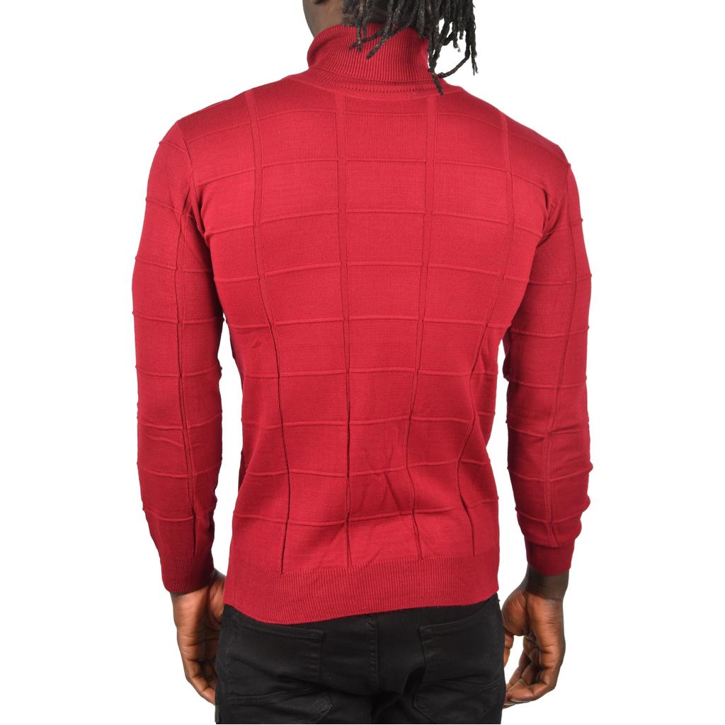 DeepSEA Square Patterned Turtleneck Slim Fit Turtleneck Knitwear Sweater 2505493