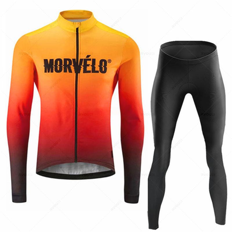 Азия 3XL (ЕС XXL)Morvelo Осенний Комплект Джерси Мужской С Длинным Рукавом Велосипедная Одежда Форма Майка Одежда Для Велоспорта Спортивные Велосипедные Велосипедные Штаны
