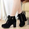 Autumn Winter High Heeled Women Boots Cross Straps Short Boots Comfortable Waterproof Boots Warm Plus Size