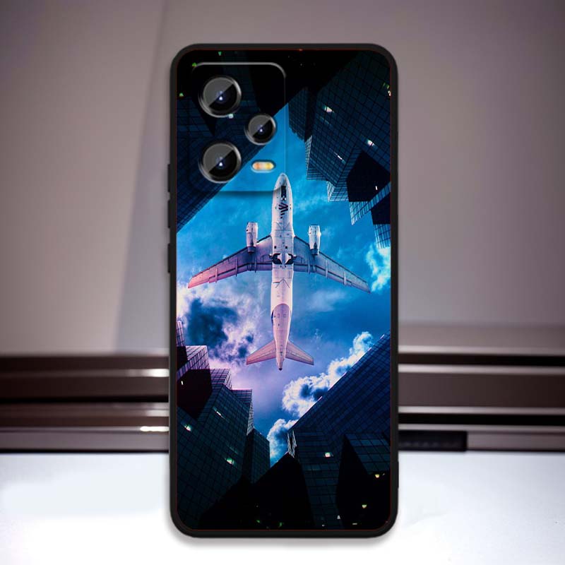 Модный рисунок самолета Для Xiaomi Redmi Note 15 14 13 12 12S 11E 11 11S Pro Plus 4G 5G Черный Мягкий ТПУ Чехол для телефона