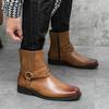 Fashion 2024 Western Cowboy Boots Brown Casual Winter Boots Retro Men Ankle Boots Embroidered Men's Leather Boots Outdoor Short Boots