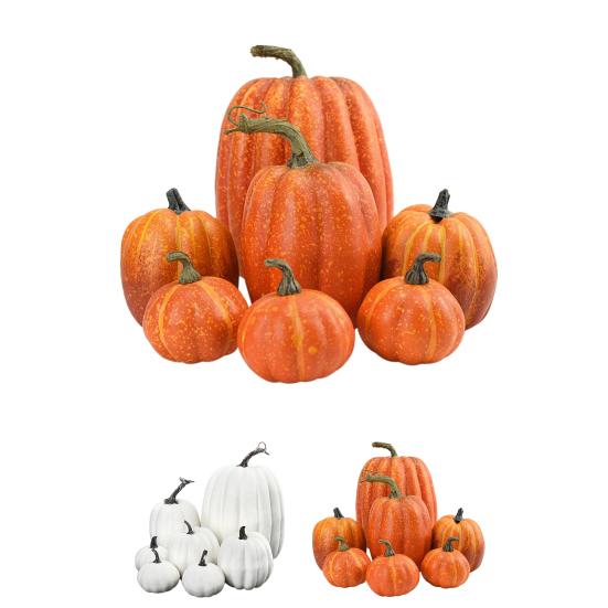 7Pcs/Bag Wear-resistant 2 Colors Unique Lightweight Vivid Pumpkin Shape Statue Decor Statue Model