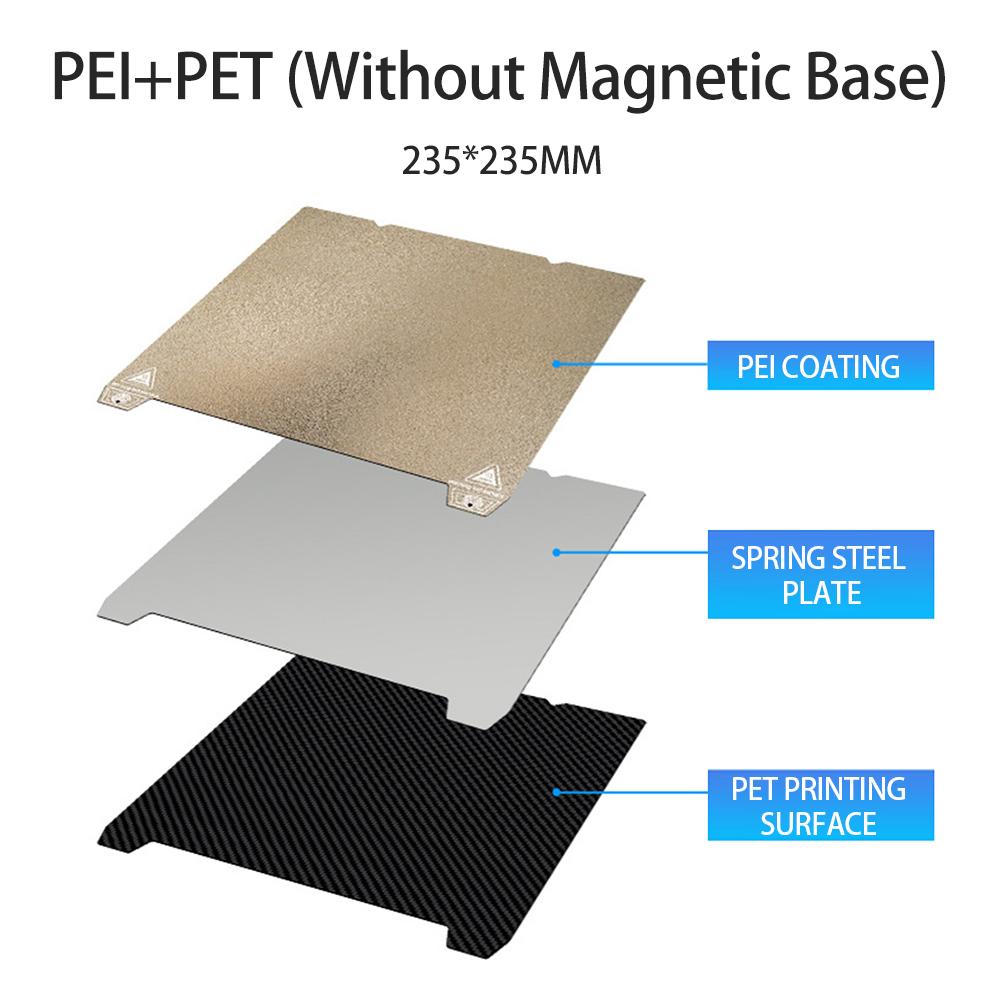 PEI PET Печатная платформа 3D-принтера Текстурированный PEI + PET Магнитная Пружинная Сталь Гибкая Совместим с Ender-3 S1Celsius E
