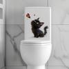 Black Cat Butterfly Toilet Sticker PVC Waterproof Removable Self-adhesive Living Room Bathroom Wall Art Cartoon Kitten Toilet Lid Decoration Decal