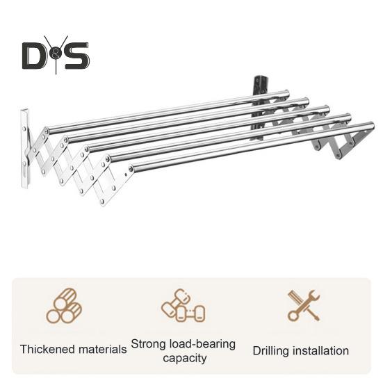 Wall-Mounted Drying Rack Rustproof Corrosion Resistant Expandable Retractable Easy Installation Bathroom Laundry Rack
