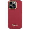 Guess Silicone Script Metal Logo & Frame Case For Iphone 15 Pro - Red