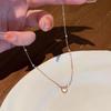 Korean Pink Heart Shape Necklace For Women  Shiny  Pendant Necklace  Chain Party Aesthetic Jewelry Gift