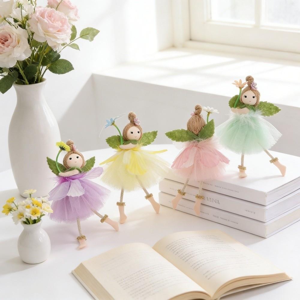 Party Supplies Long Legs Flower Fairy Ornaments Cute Mesh Easter Fairy Pendant Handmade with Flower Wing Girl Pendant Home Party