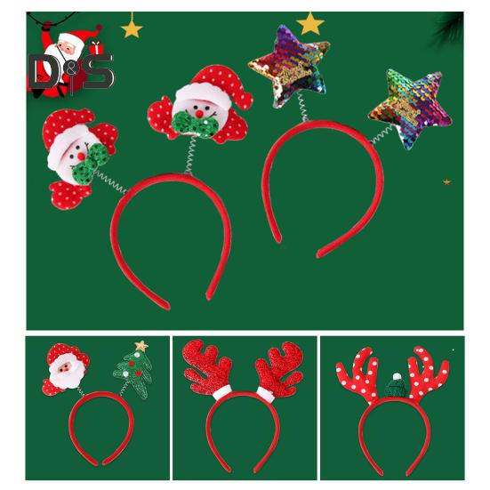 Рождественская повязка на голову с рогом оленя, повязка на голову в виде звезды Санта-дерева, праздничный обруч для волос, аксессуар для косплея для женщин и детей