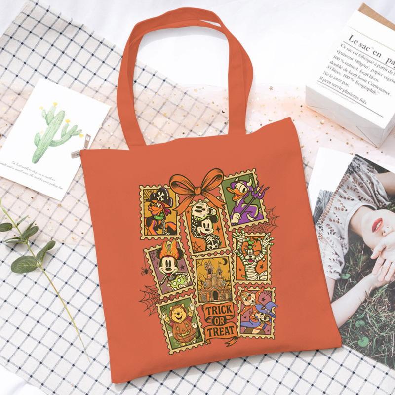 Halloween Printed Shoulder Bag Female Large Capacity Student Canvas Bag Tutoring Shopping Bag