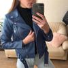 Женская крутая куртка из искусственной кожи с длинным рукавом на молнии, осенняя короткая куртка