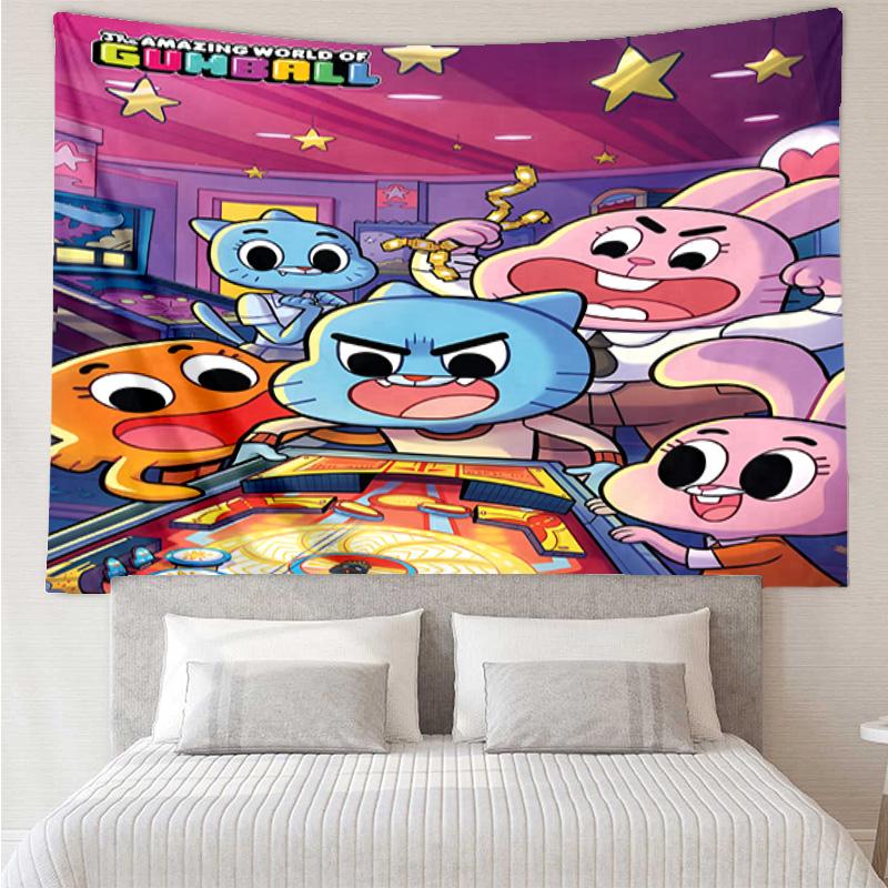 Gum-ball's Amazing World Tapestry, Unique Design Tapestry, Wall Decor for Bedroom,Livingroom, Playroom,Heartwarming Fan Holiday Gifts