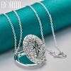 DOTEFFIL 925 Sterling Silver Circular Photo Frame Pendant Necklace Wedding Fashion Jewelry