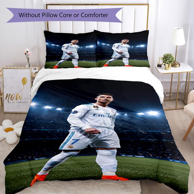 Ronaldo's Champions League Glory Bedding Set, Breathable Duvet Cover with Pillowcases, Soft Bed Linen for Bedroom Home Decoration, Perfect Festival Bi