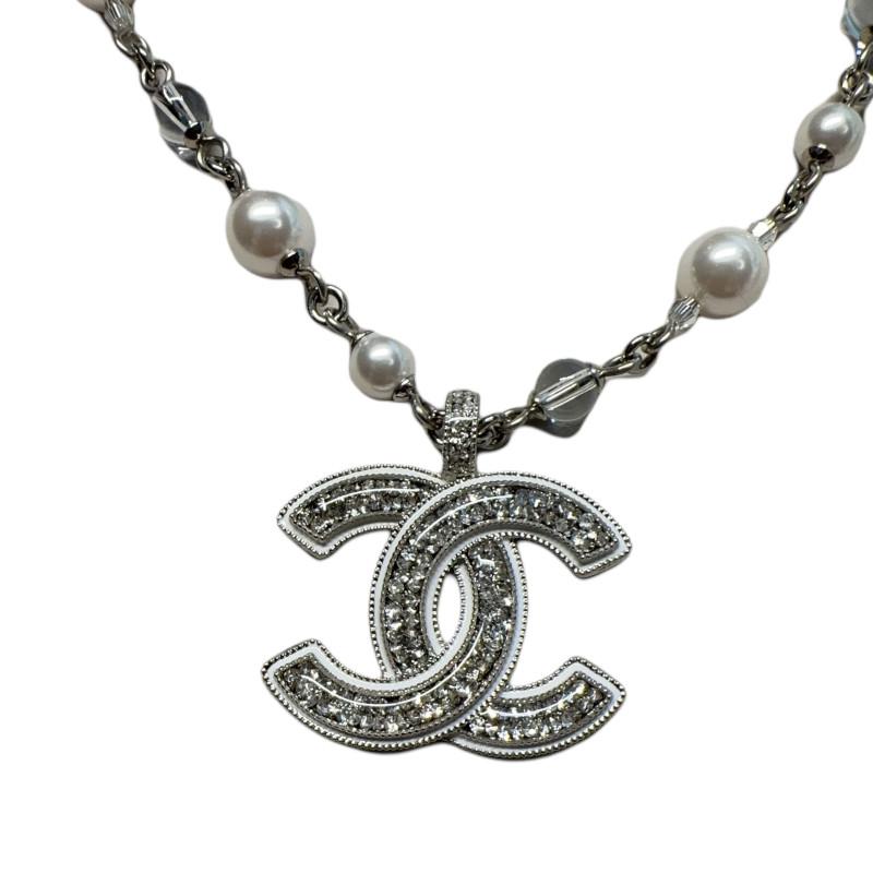 Chanel Ожерелье с дизайном Double C Женское ожерелье Серебро AB-25C-160