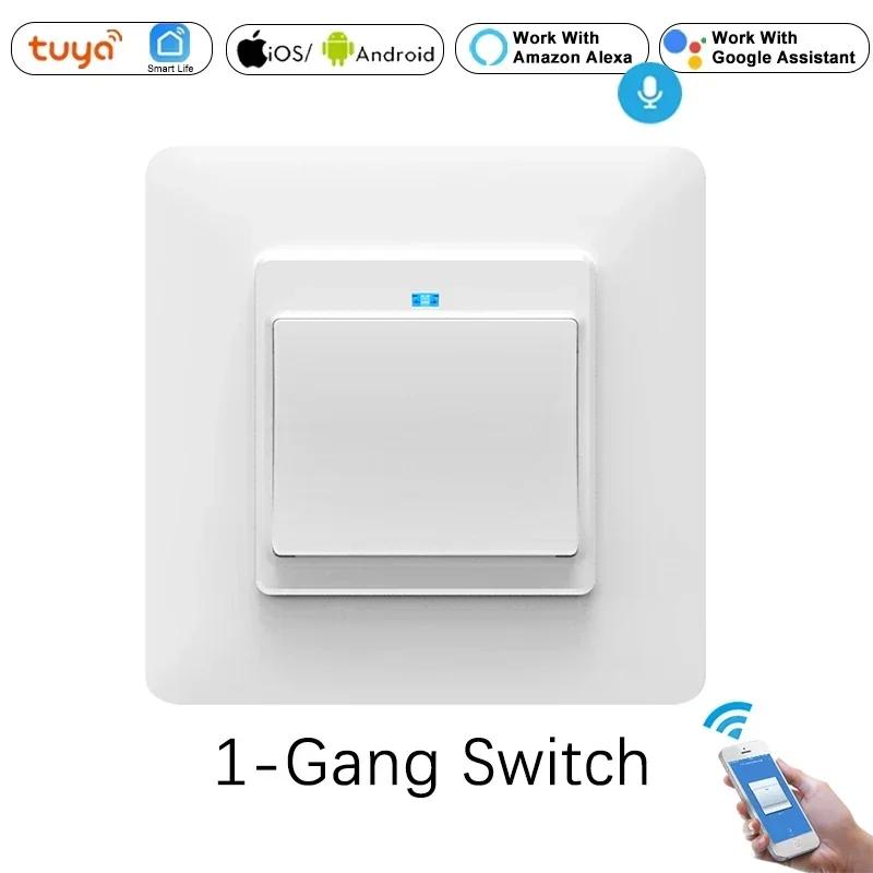 Customized Tuya WiFi Smart Wall Light Switch Outlet, APP Wireless Control Push Button Switch EU UK Wall Socket Alexa Google Home