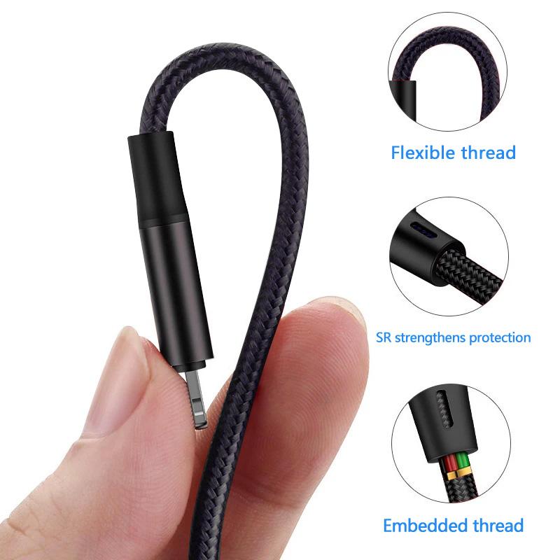 3 в 1 Micro USB Type C кабель для быстрой зарядки, многопортовый микрокабель для быстрой зарядки iPhone 16 15 14 XS Xiaomi Samsung USB C кабель