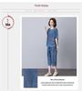Mom's Summer Denim Set: Round Neck Short Sleeve Top & Seven-Point Pants for Middle-Aged and Elderly Women