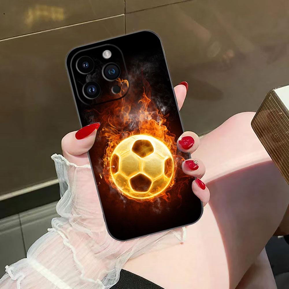 Чехол для телефона с изображением футбольного мяча для iPhone Apple 17 AIR 16E 16 15 14 13 12 11 Pro XR Max 8 7 Plus TPU Чехол Funda Shell
