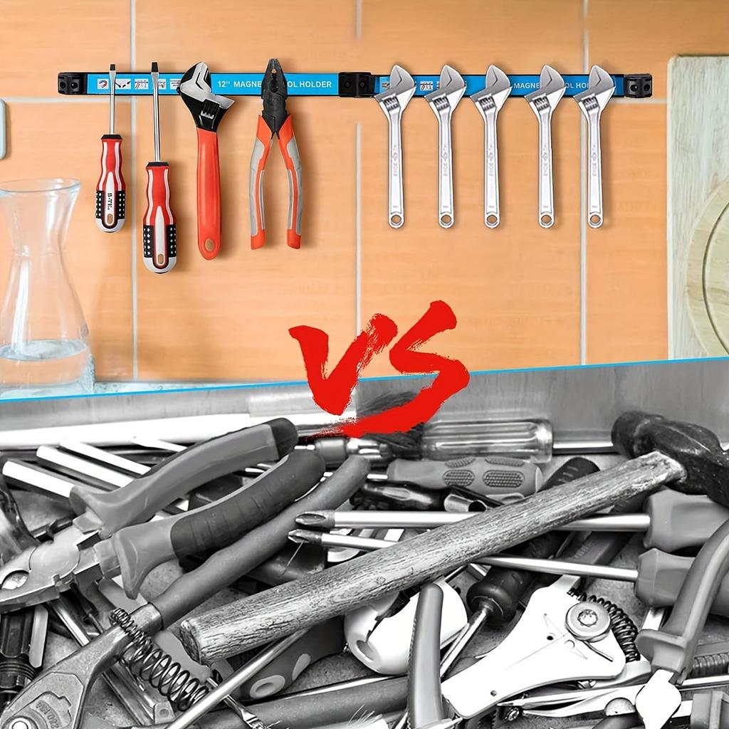 8,12,18,24-дюймовый Магнитный держатель для инструментов Сверхмощный держатель для инструментов, Металлическая органайзер-стойка для экономии места Инструмент для мастерской, гаража, дома