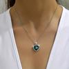 Birthstones Pendant Necklace Heart Shape Synthetic Gemstones With Full Shiny Zirconia Pendant Sparkly Neck Chain For Women