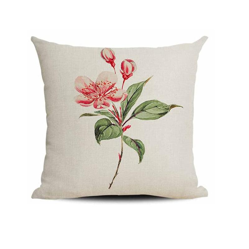Simple Modern Green Leaves Tropical Plant Series Linen Pillowcase Nordic Small Fresh Style Cushion Cover