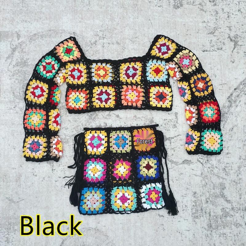 Вязаный крючком купальник бикини и мини-юбка ручной работы