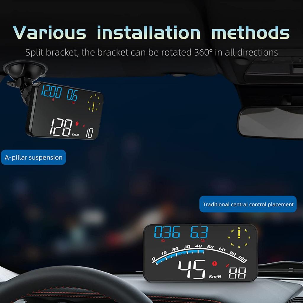 Автомобильный HUD Спидометр Часы Одометр Проекционный дисплей Цифровая GPS-сигнализация Бортовой компьютер Проектор на ветровое стекло Интерьер Cartronics