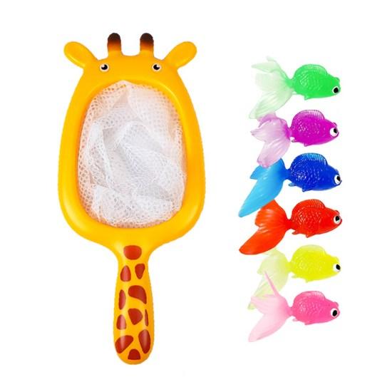 Giraffe Landing Net + 6 Goldfish Set, Korean Bath Toys