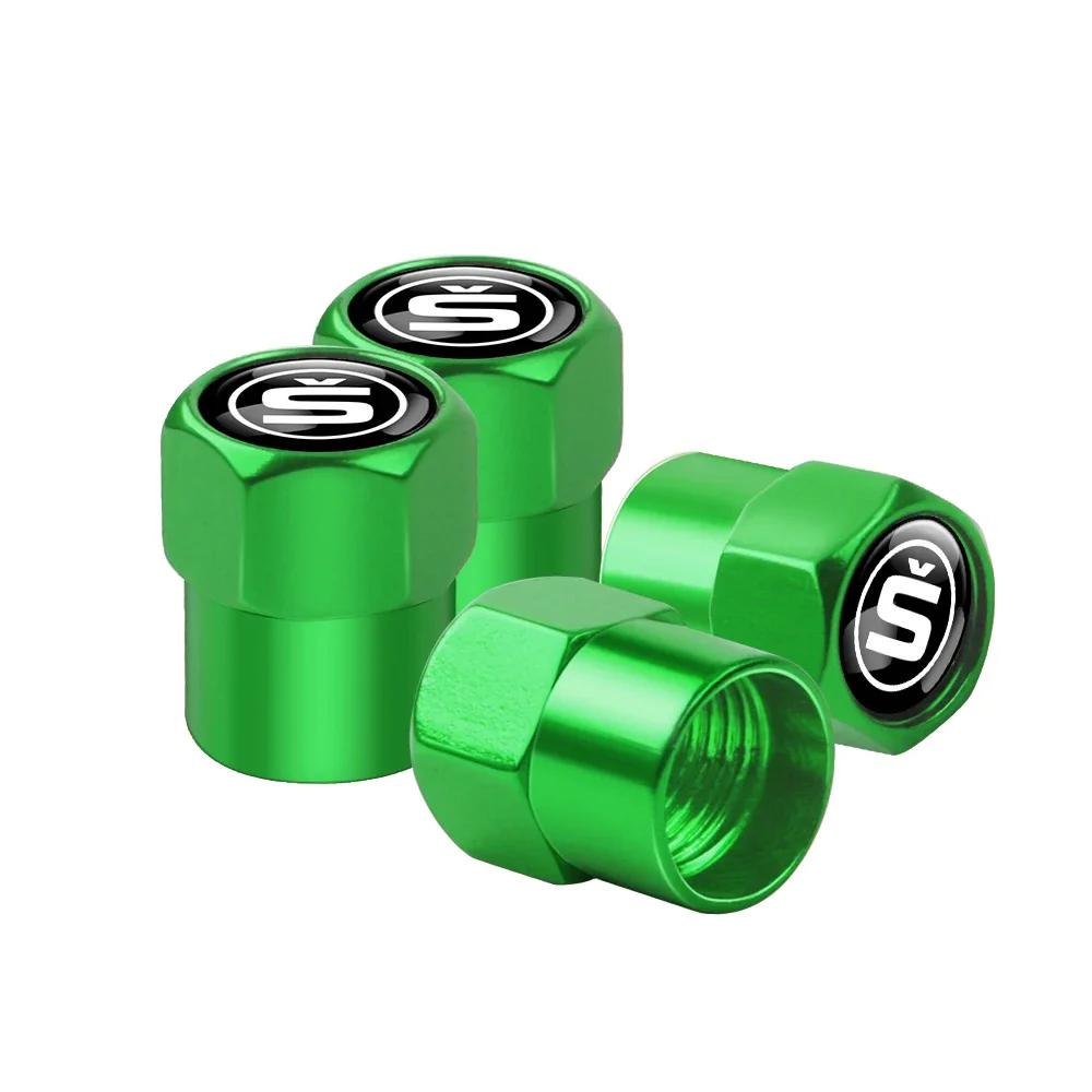 Car Sticker 2025 Hot 4pcs Car Wheel Tire Valve Caps Stem Case For Skoda Octavia Fabia Rapid Yeti Superb Octavia A5 A7 VRS S Embl