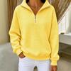 2026 Womens Waffle Knit Stand Collar Zip-Up Long Sleeve Pullover Hoodie Solid Color Casual Top