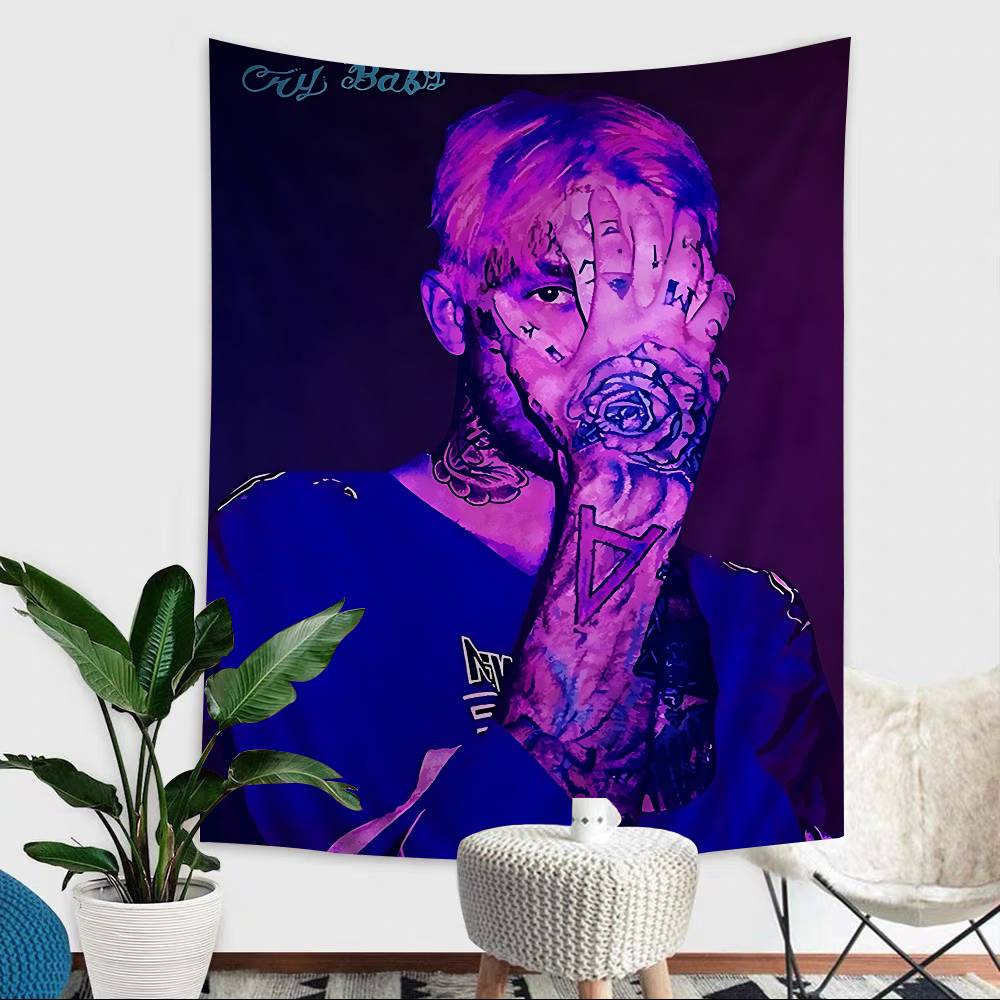 Hop Rapper LLil PPeep Anime Tapestry Hippie Flower Wall Carpets Dorm Decor Wall Hanging Home Decor