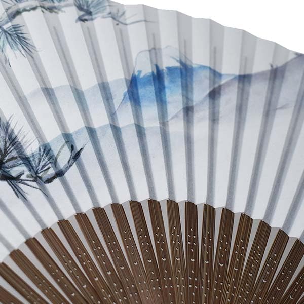 Kimono Folding Pine and Fuji Paper Folding Karaki Wood Shojuan [Stylish Iroha] Fan, Mt. Design, High-Quality Fan, Carving, Men's, 22cm,