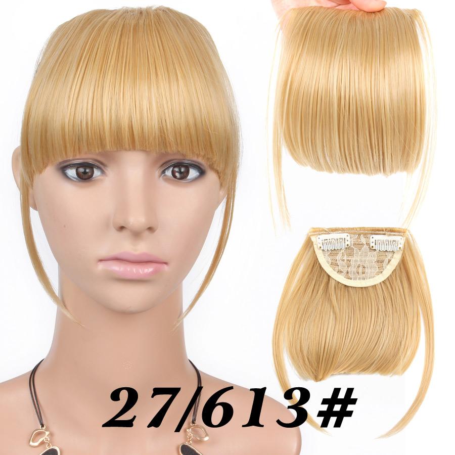 Fringe Bangs Synthetic Hair Extensions Clip In Bangs 6 Inch Short Straight Hairpiece Front Neat Bang Two Side Blonde