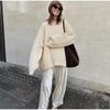 Oversize Knit Pullover Women Casual Lazy Round Neck Kink Solid Sweater Female Loose Sleeves Knitwear Lady