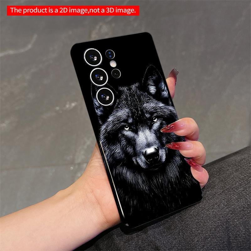 2DFlat Samsung phone case Black Wolf Portrait Phone Case Applicable to Galaxy S23 S24 S25ULTRA S26 A12 A14 A15 A16 A54 A55