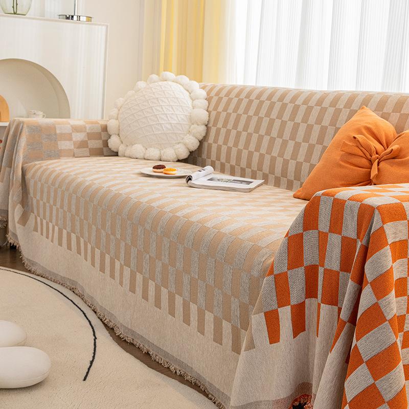 Nordic Ins Snow Storm Neil Полотенце для дивана «Все включено» Чехлы для диванов в стиле шахматной доски Цветная ткань Все покрытия Cat Cat Cat Cating Sand Release