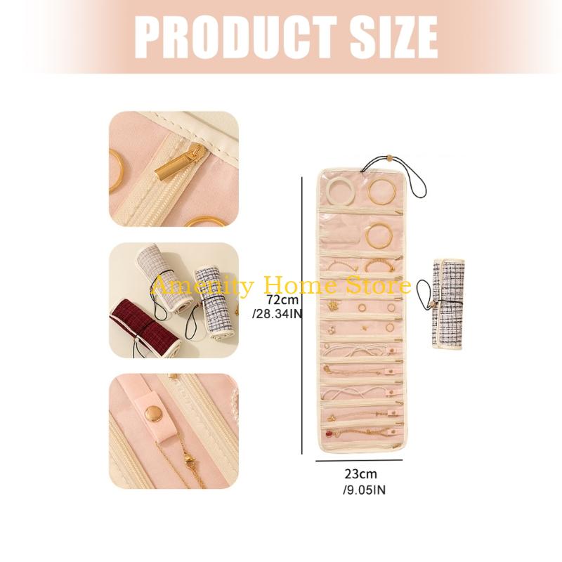 F26C Fashionable Jewelry Travel PVC Lined Compartments Waterproof Polyester Materials Storage Solution For Accessories