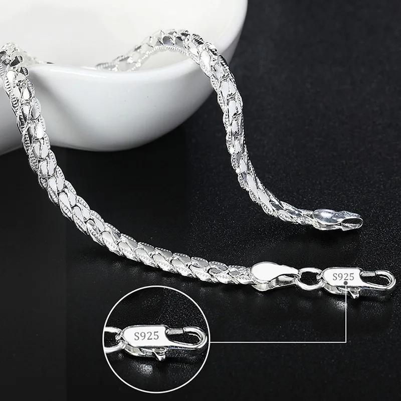 Fine Noble Sterling Solid Chain Bracelet For Women Men Charm Party Gift Wedding Party Fashion Jewelry
