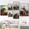 Funny Bear Cow Elephant Shower Bathtub Wall Art Canvas Painting Nordic Posters and Prints Wall Pictures for Bathroom Decor No Frame