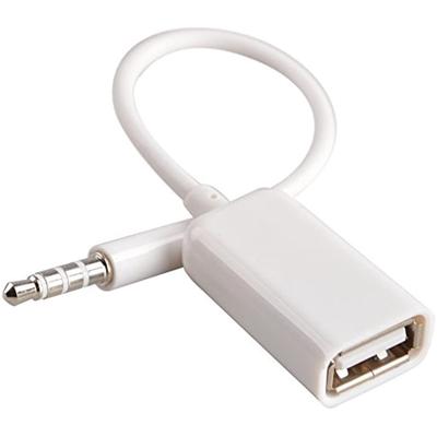 USB-мама к постоянному току 3,5 мм, автомобильный Aux к USB-переходному кабелю o (белый)