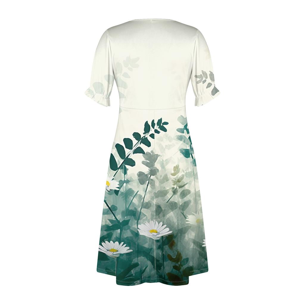 Пляжные платья для женщин, весна-лето, элегантное платье с запахом и V-образным вырезом в стиле бохо, струящееся гавайское платье макси с рюшами