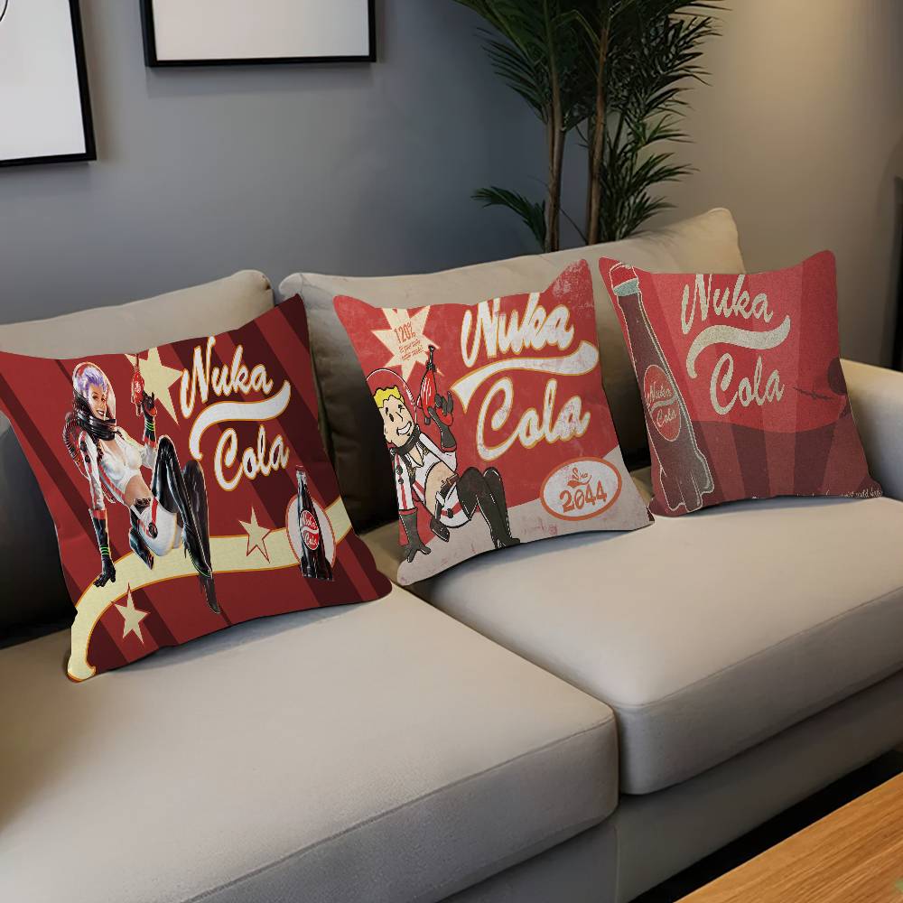 Vintage Nuka C-Cola Pillow Covers Cartoon Sofa Decorative Home Double-Sided Printing Short Plush Cute Cushion Cover