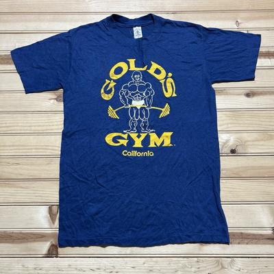 Винтажная футболка Gold’s Gym California 80-х, одинарный шов, размер Medium, синяя, РЕДКАЯ, унисекс