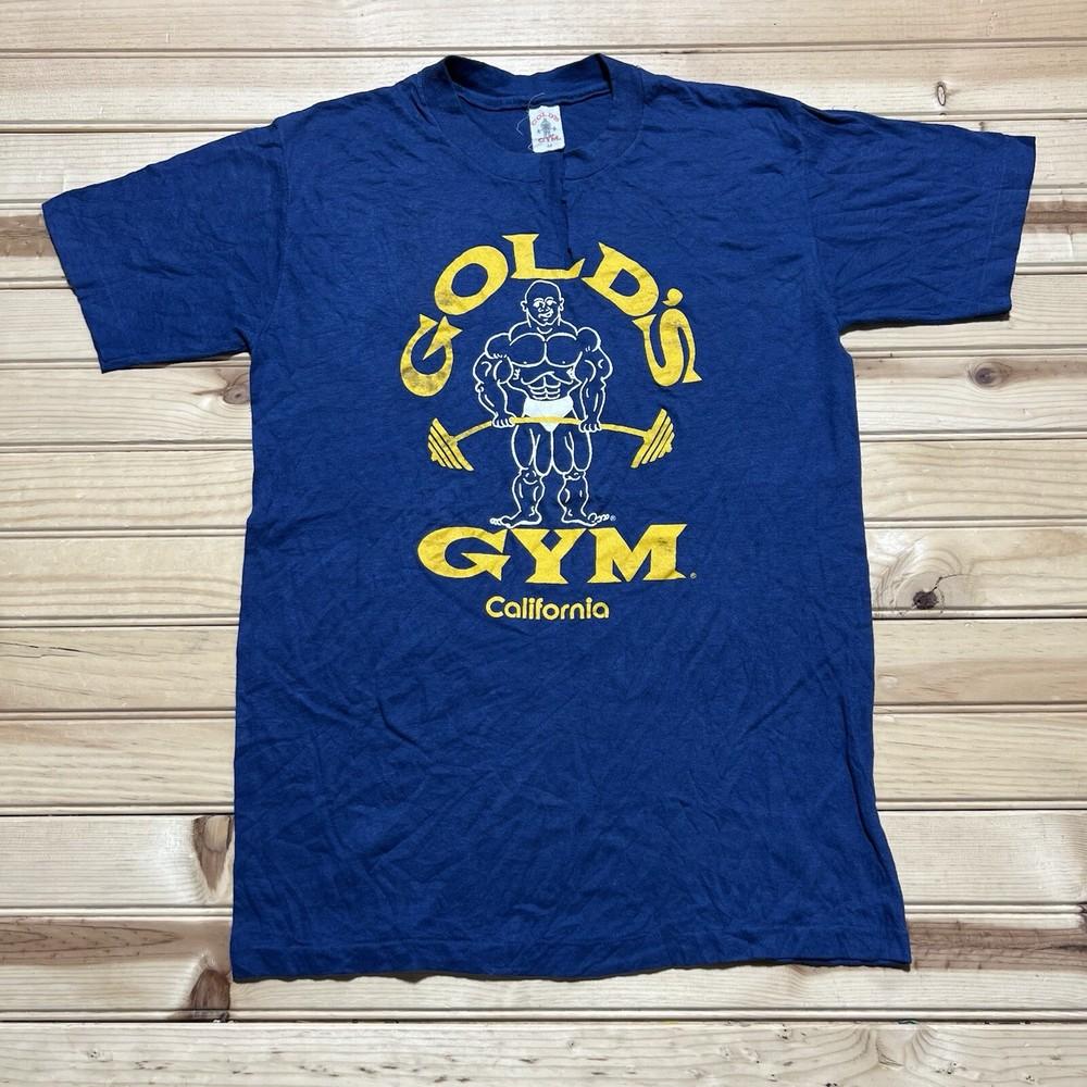 Винтажная футболка Gold’s Gym California 80-х, одинарный шов, размер Medium, синяя, РЕДКАЯ, унисекс
