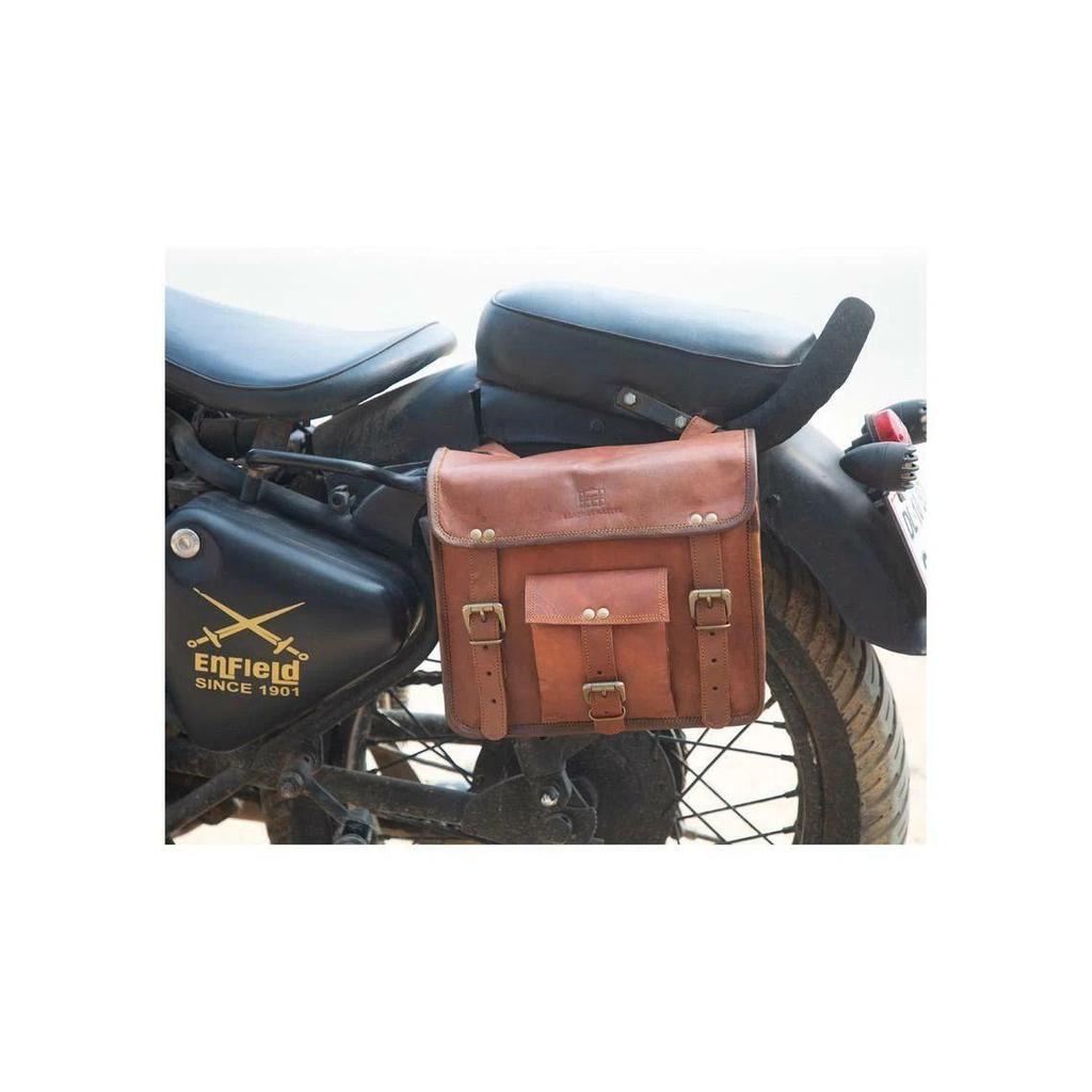 Leather Pouch Motorcycle Both Side Saddlebags Saddle Panniers 2 Bag New Brown